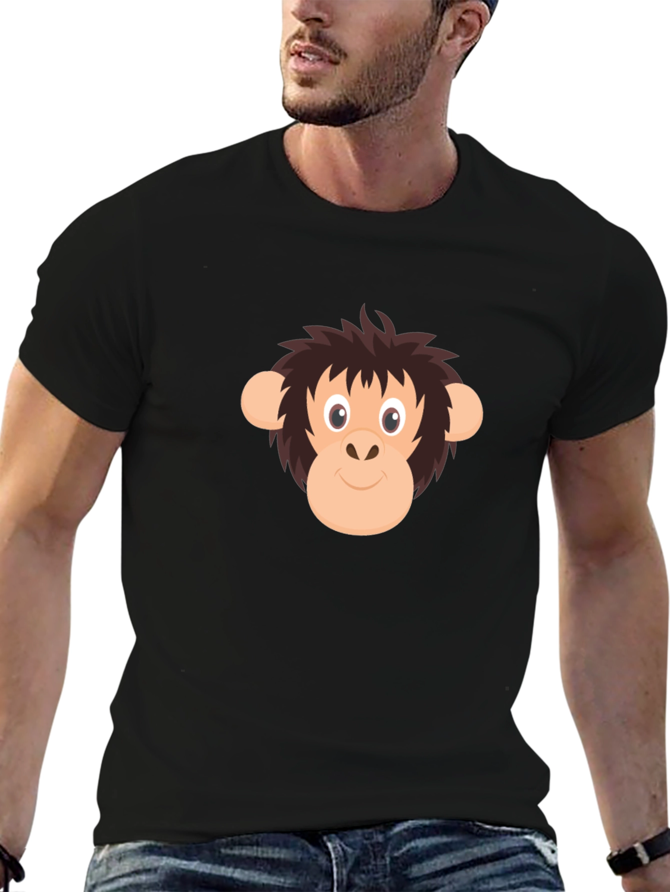 Funny Monkey Graphic Tee - Black Cotton T-Shirt