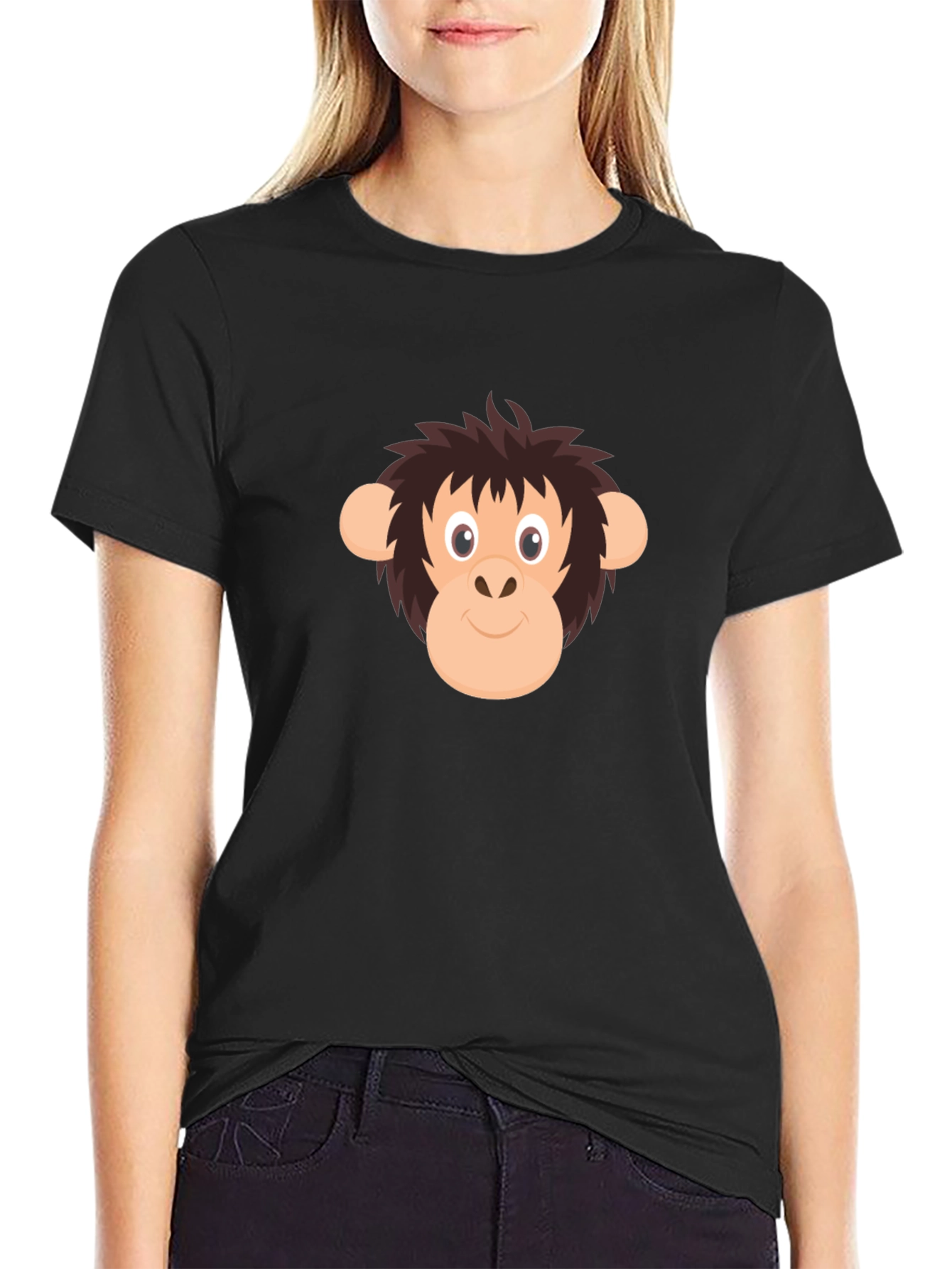 Funny Monkey Graphic Tee - Black Cotton T-Shirt