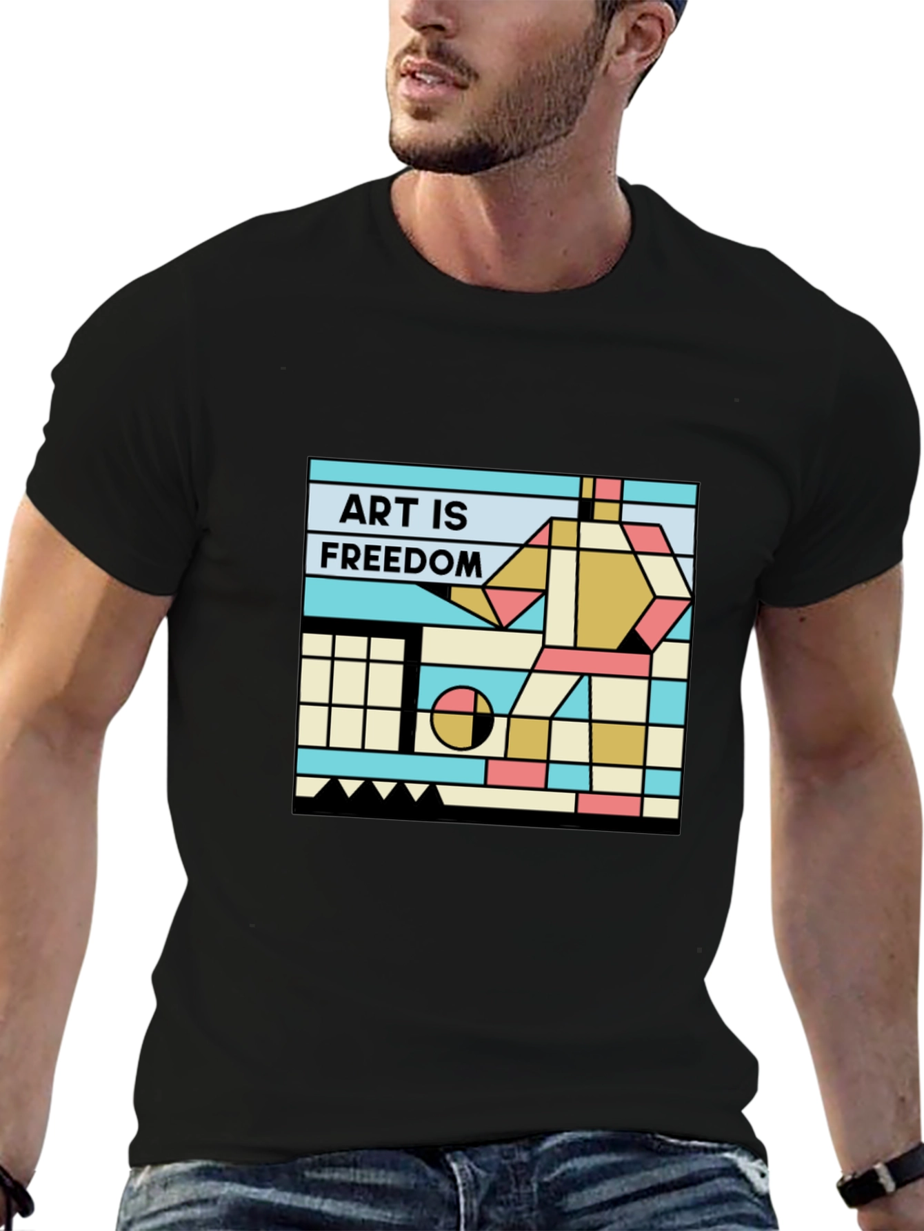 Art is Freedom T-Shirt - Geometric Design