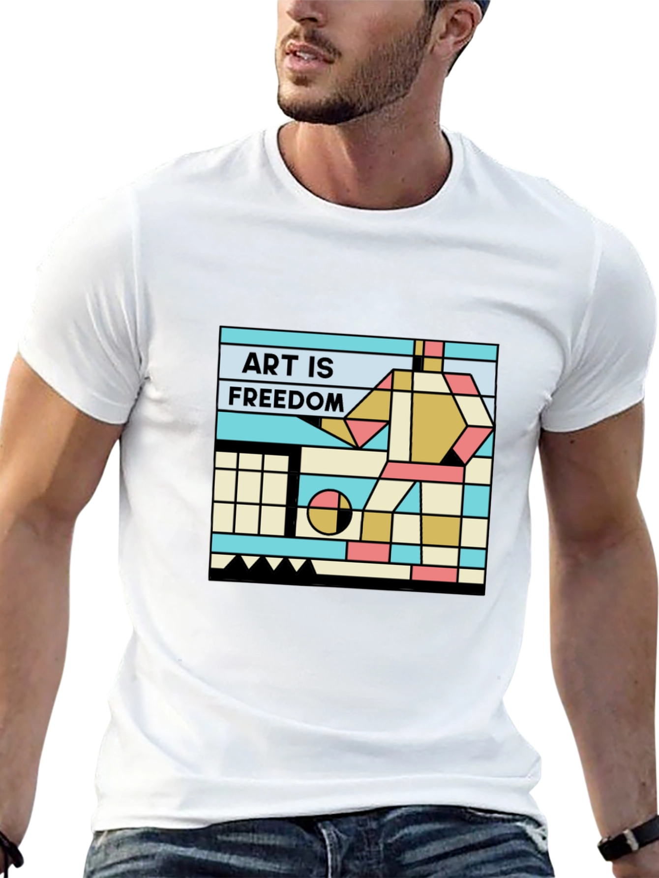 Art is Freedom T-Shirt - Geometric Design
