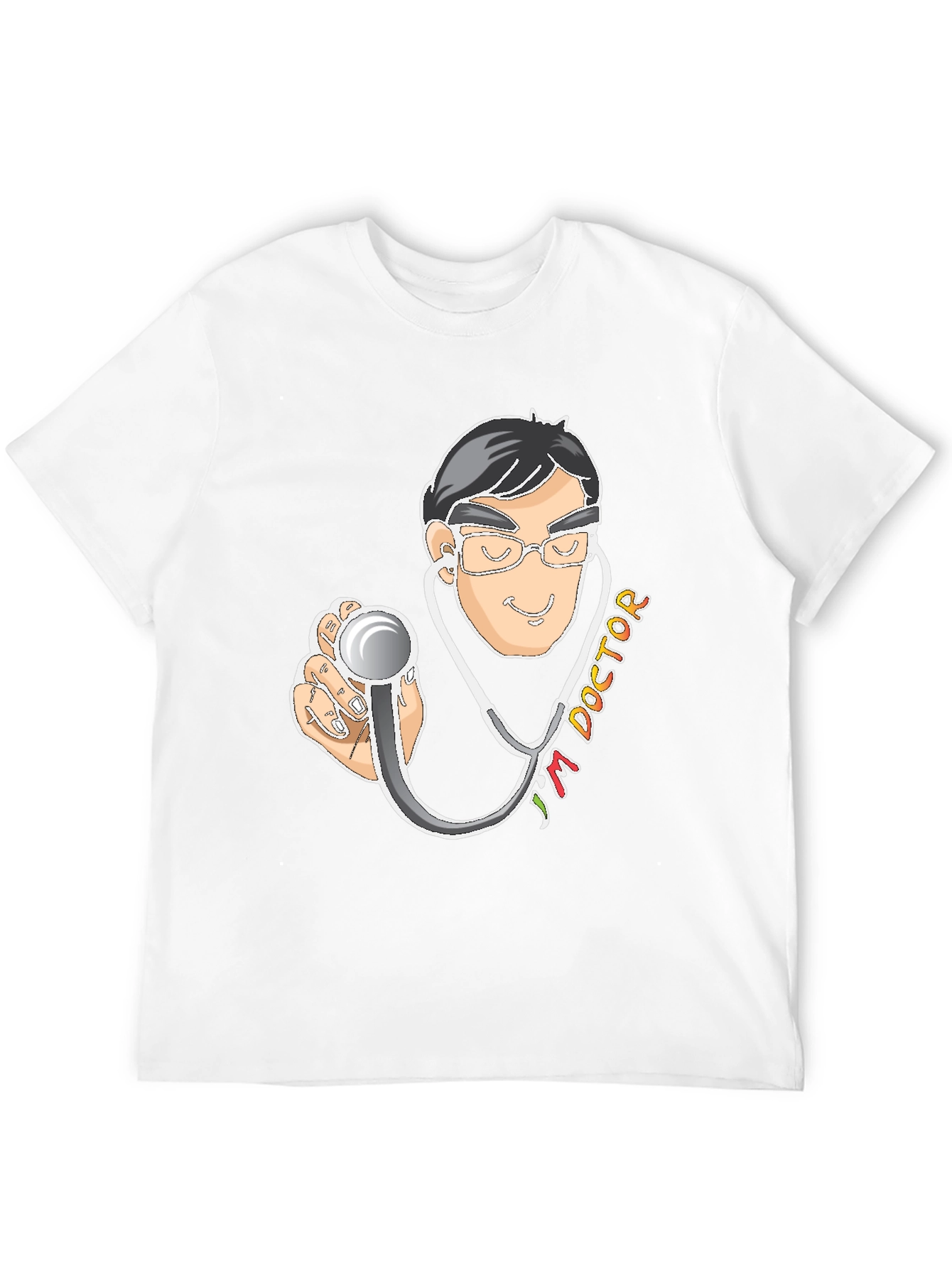 Doctor Cartoon Graphic Black T-Shirt
