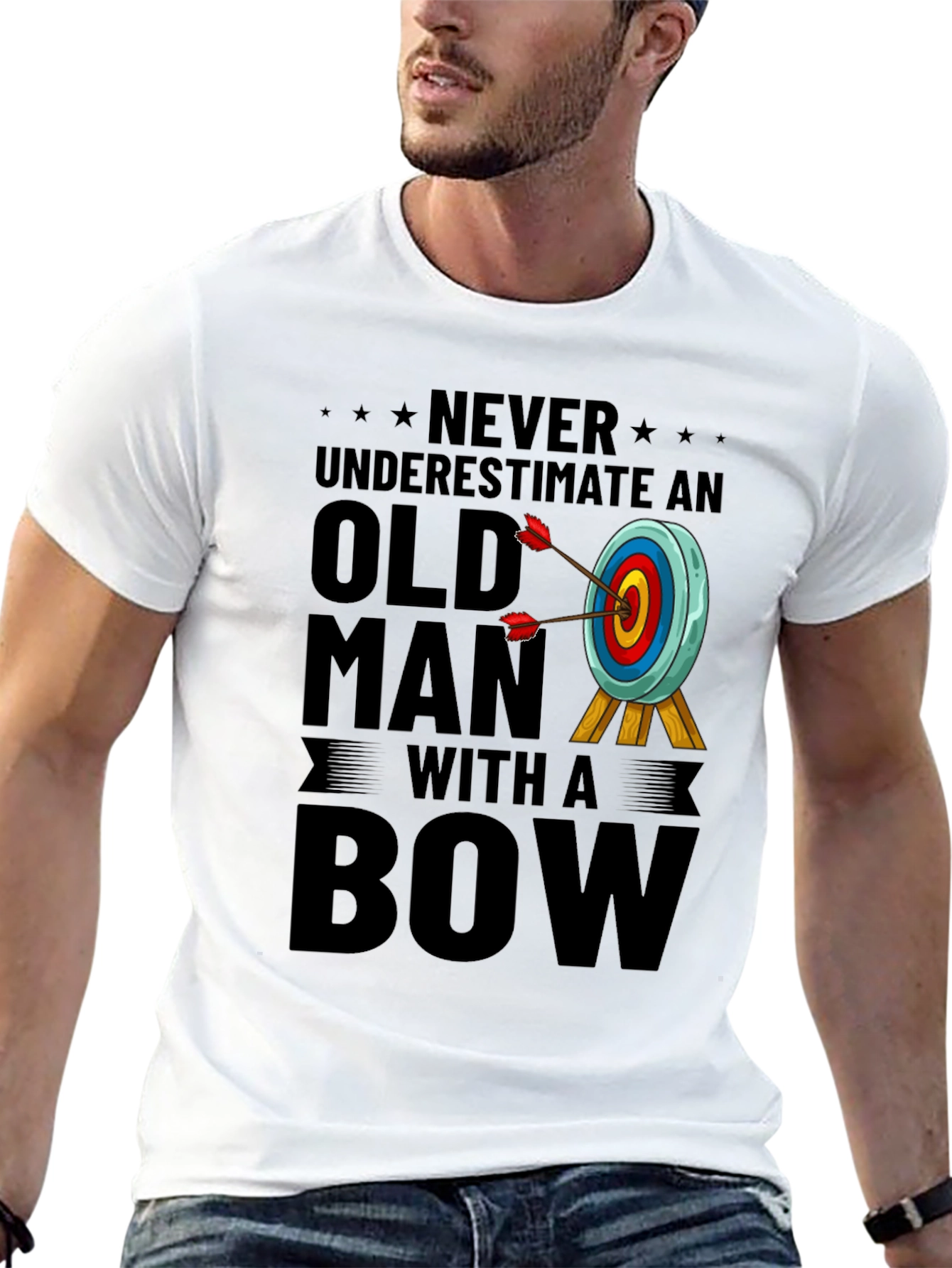 Never Underestimate Old Man with a Bow T-Shirt