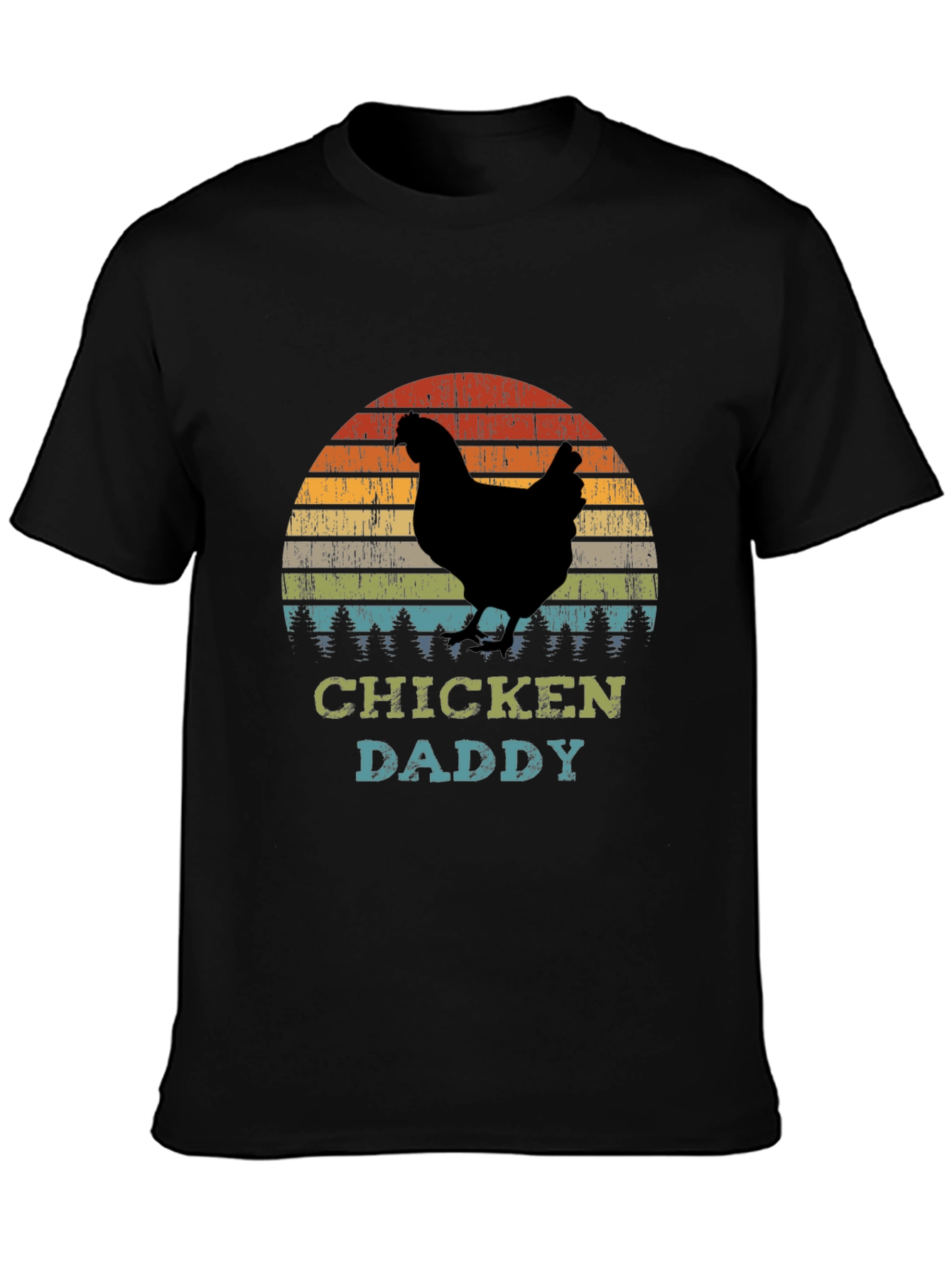 Chicken Daddy T-Shirt - Retro Sunset Farm Dad Tee