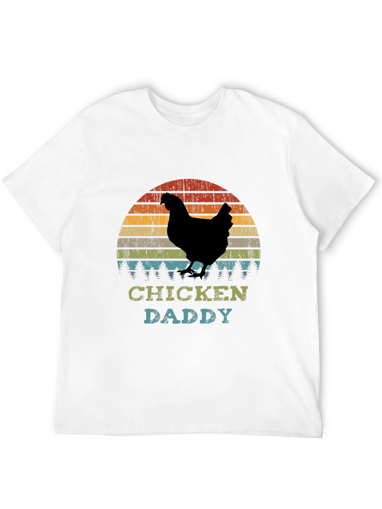 Chicken Daddy T-Shirt - Retro Sunset Farm Dad Tee