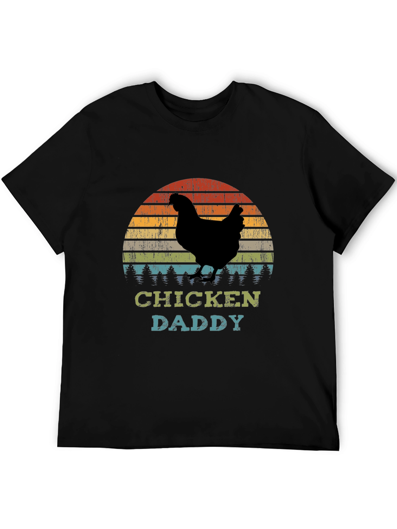 Chicken Daddy T-Shirt - Retro Sunset Farm Dad Tee