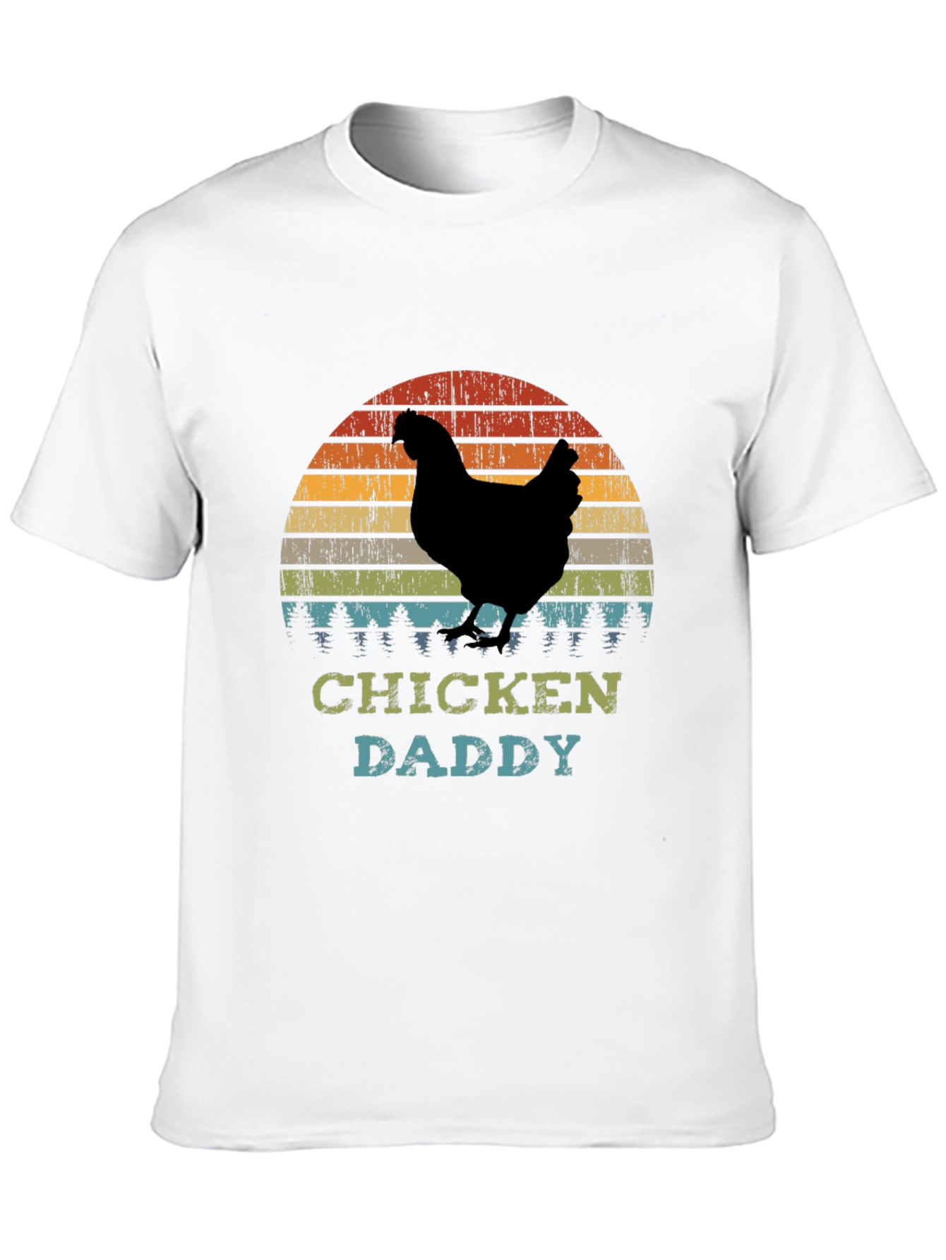 Chicken Daddy T-Shirt - Retro Sunset Farm Dad Tee