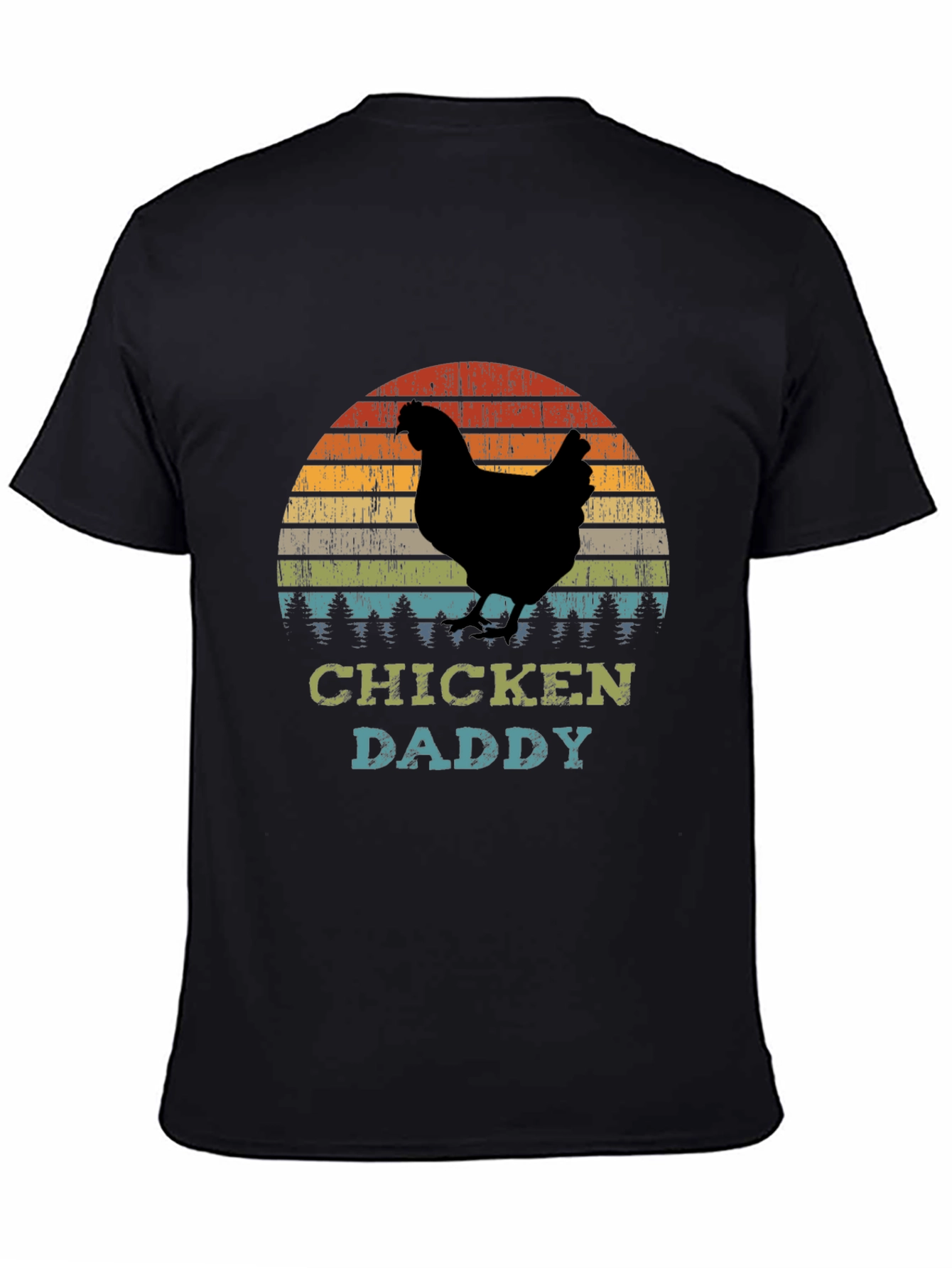 Chicken Daddy T-Shirt - Retro Sunset Farm Dad Tee