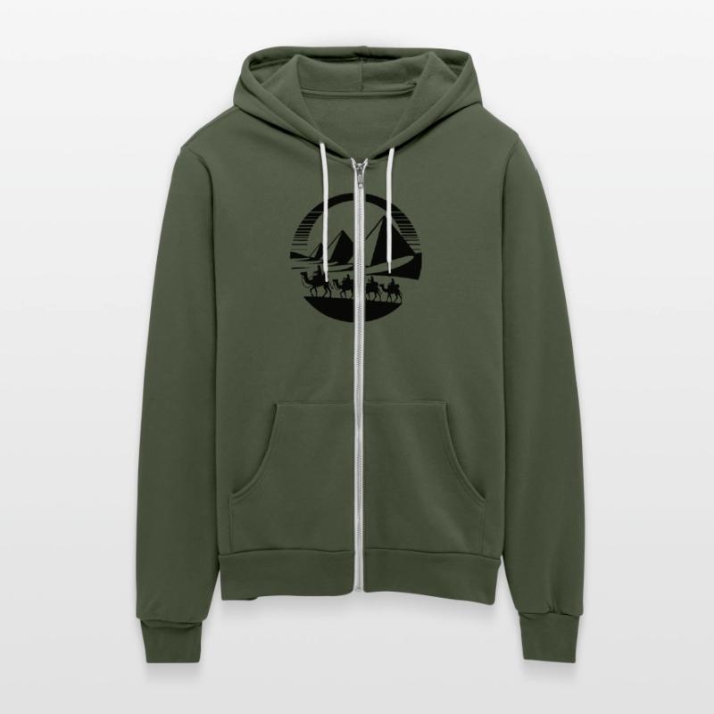 Desert Caravan With Pyramids In The Background