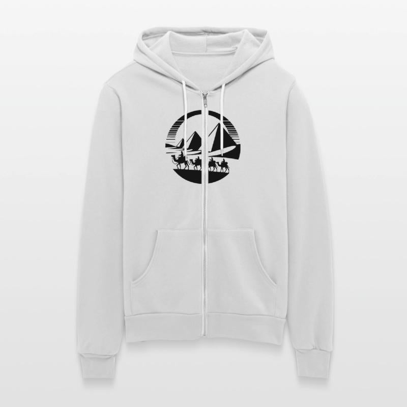 Desert Caravan With Pyramids In The Background