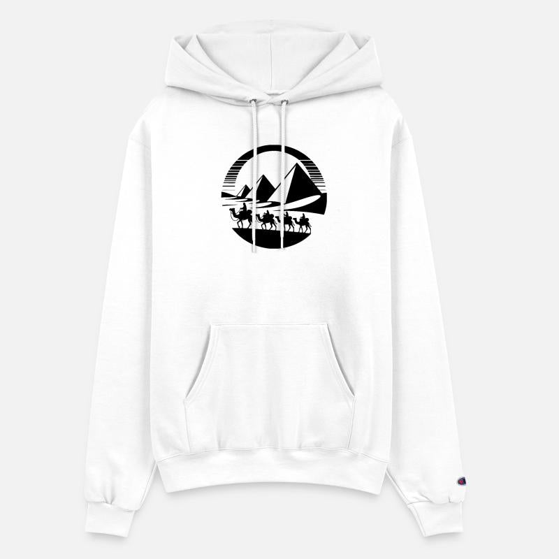 Desert Caravan With Pyramids In The Background