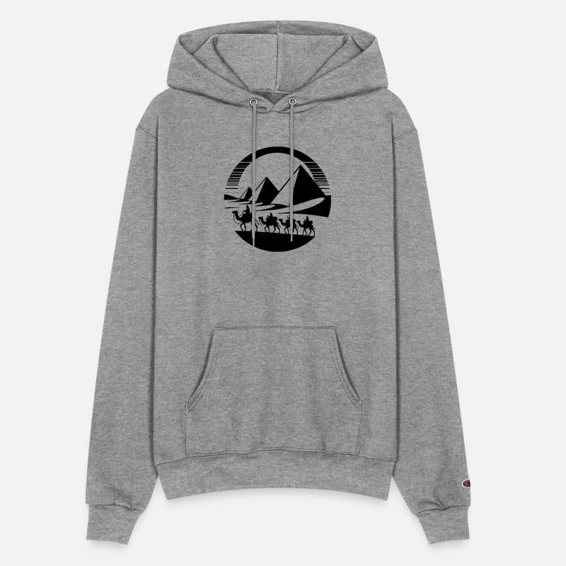 Desert Caravan With Pyramids In The Background