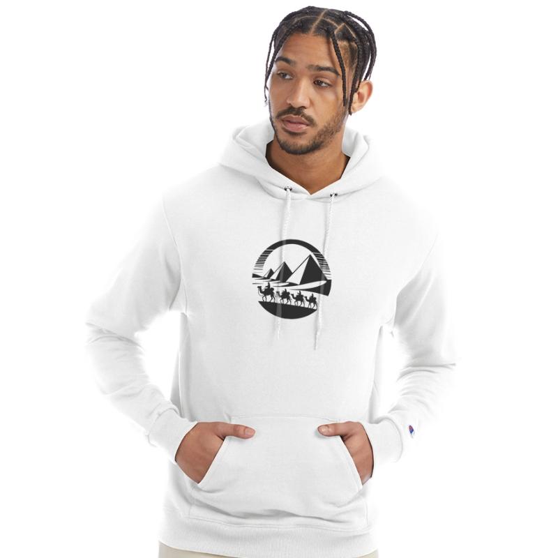 Desert Caravan With Pyramids In The Background