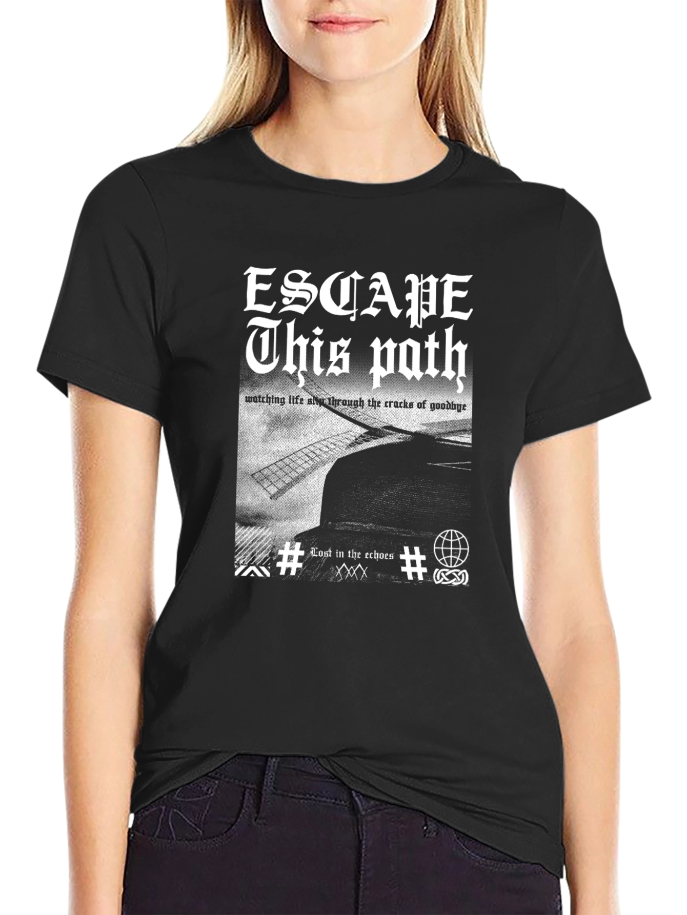 Escape This Path Graphic Tee - Edgy Black T-Shirt