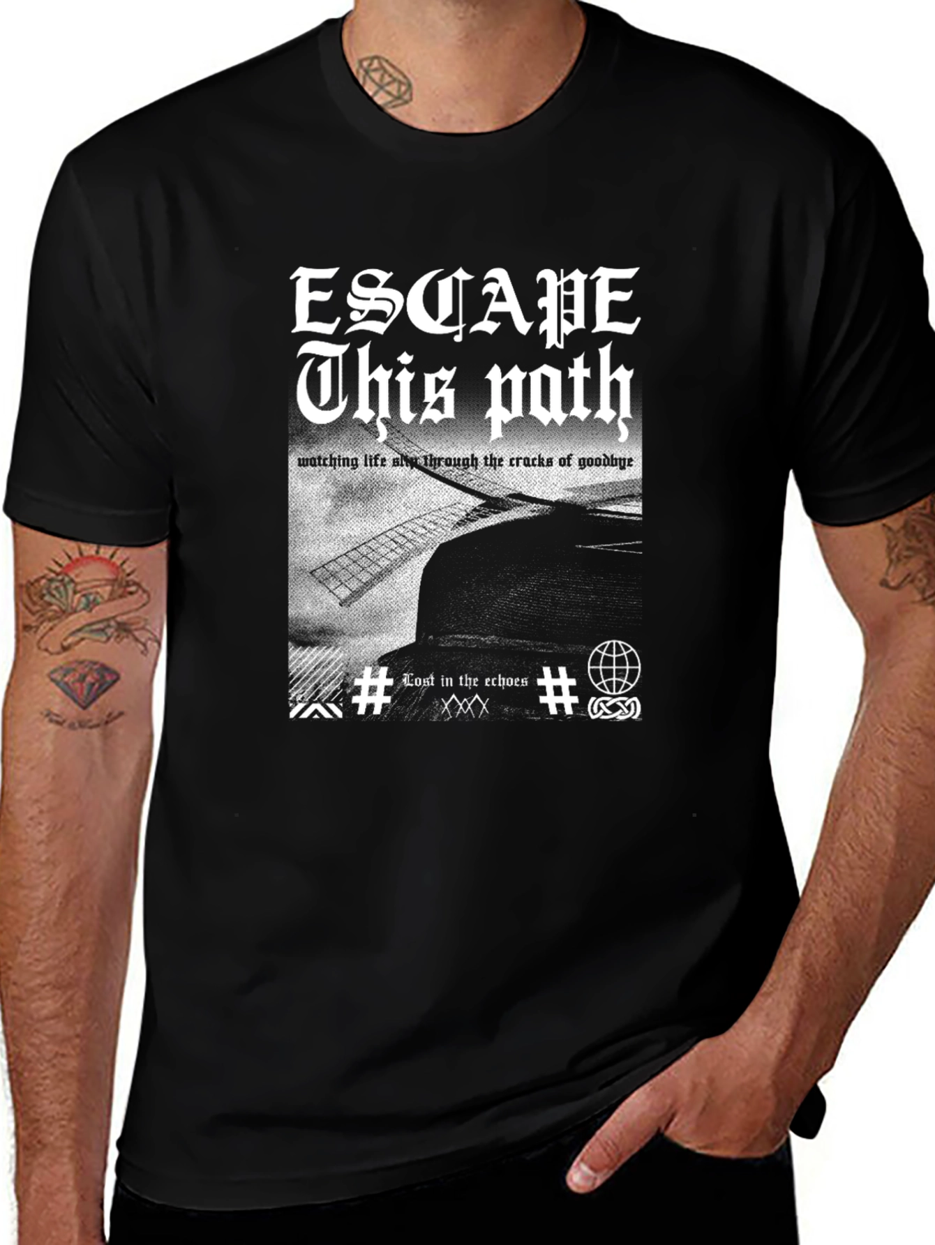 Escape This Path Graphic Tee - Edgy Black T-Shirt