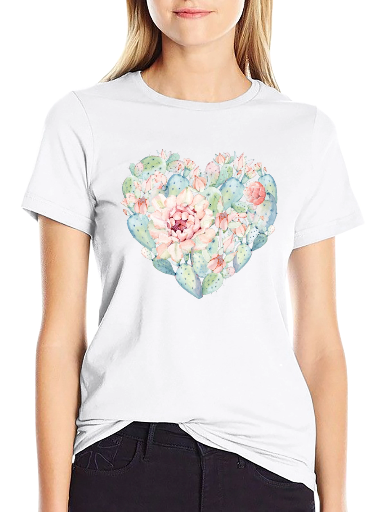 Cactus Heart T-Shirt - Black
