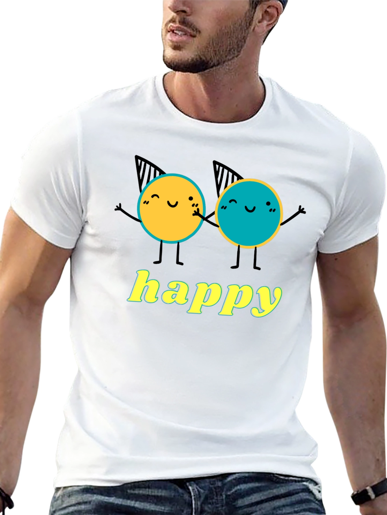 Happy Character Graphic T-Shirt
