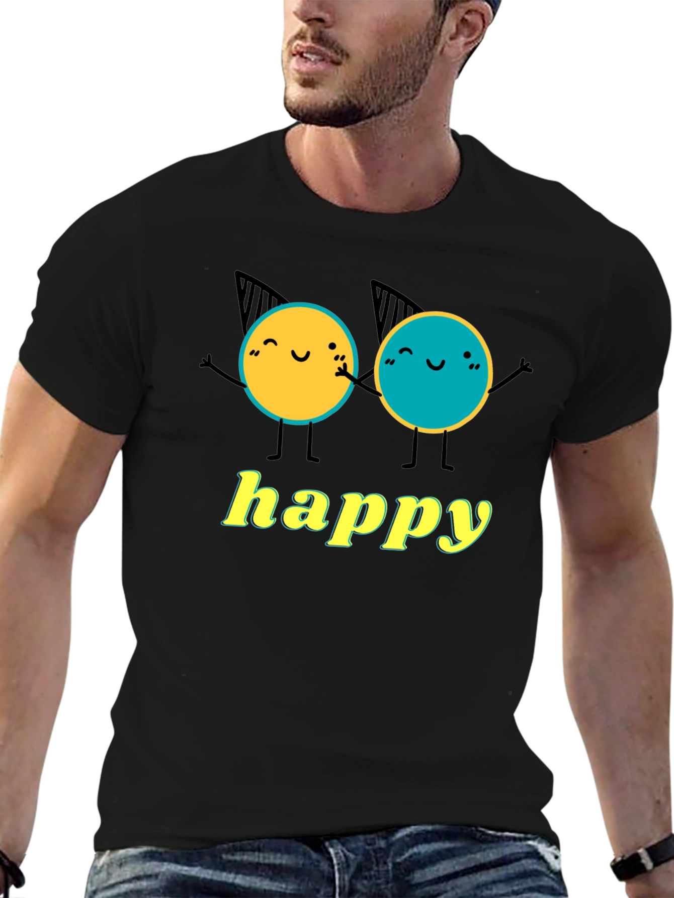 Happy Character Graphic T-Shirt