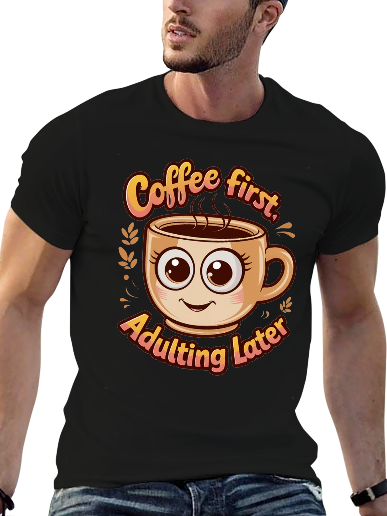 Coffee First Adulting Later Graphic Tee