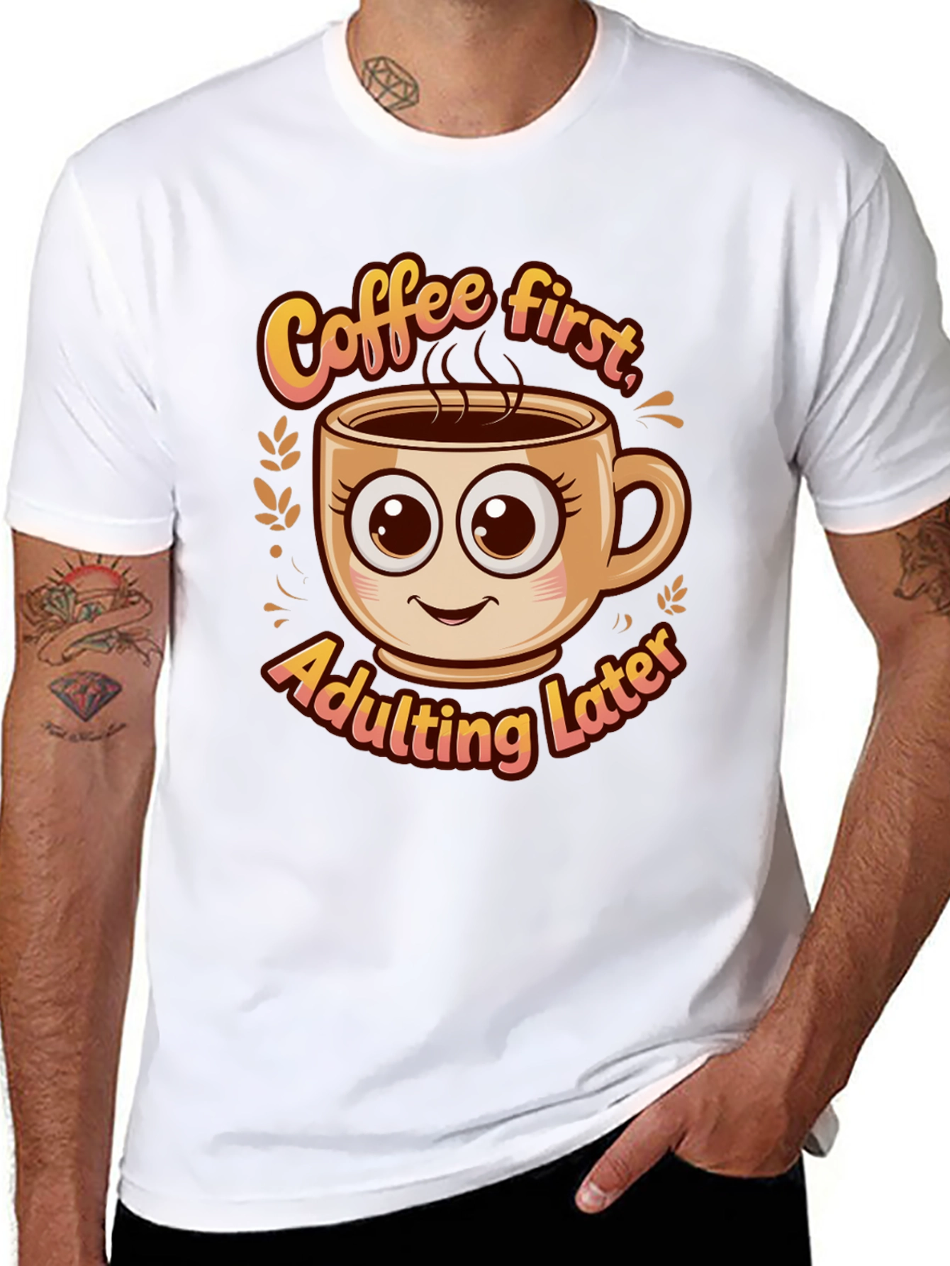 Coffee First Adulting Later Graphic Tee