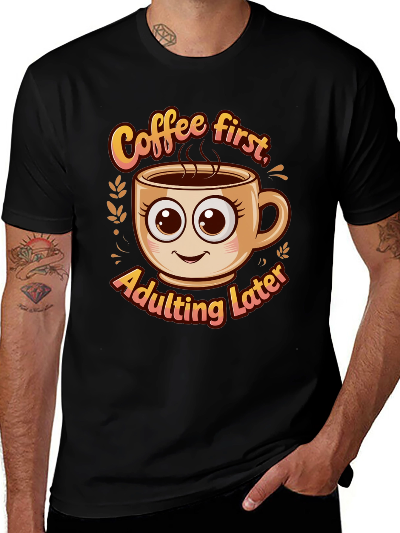 Coffee First Adulting Later Graphic Tee