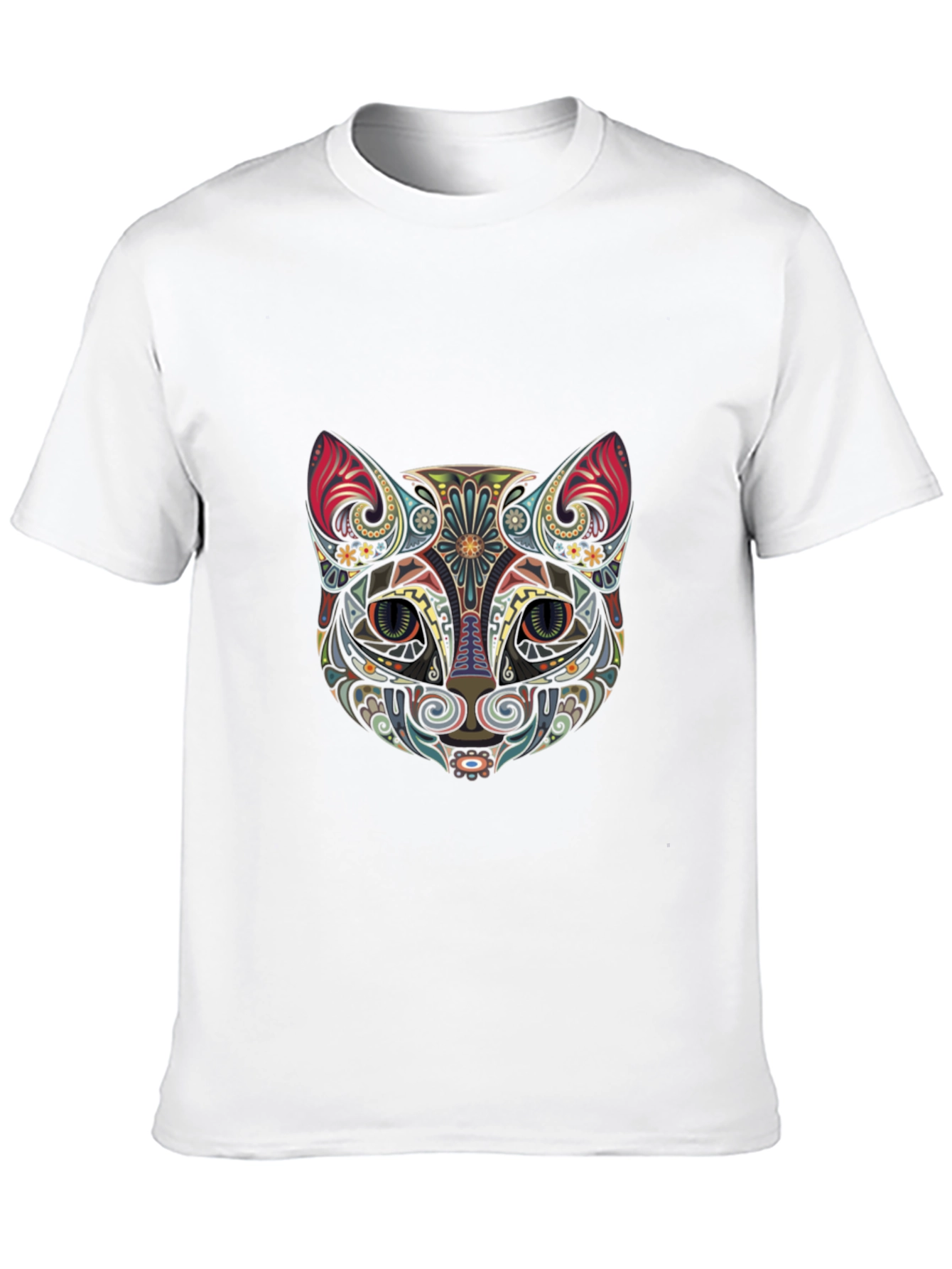 Abstract Cat Graphic Tee - Stylish Black T-Shirt