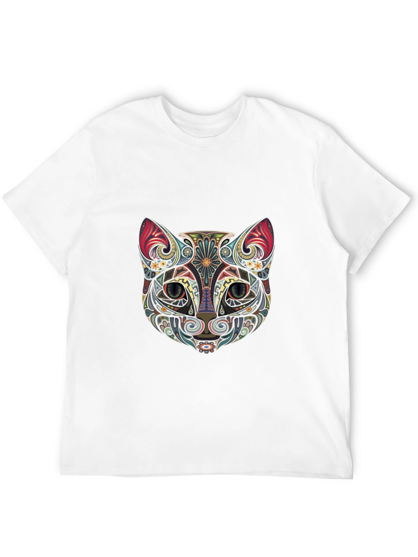 Abstract Cat Graphic Tee - Stylish Black T-Shirt