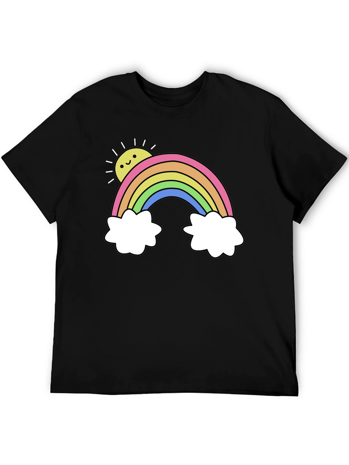 Rainbow Graphic Tee - Black Casual T-Shirt