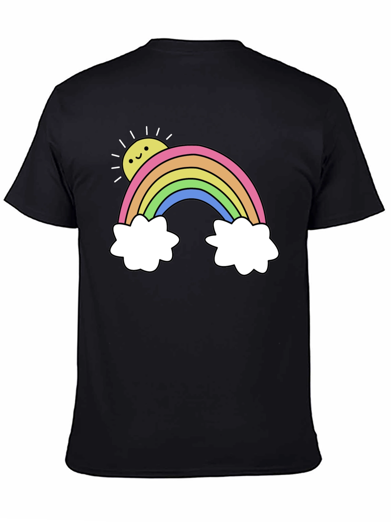 Rainbow Graphic Tee - Black Casual T-Shirt