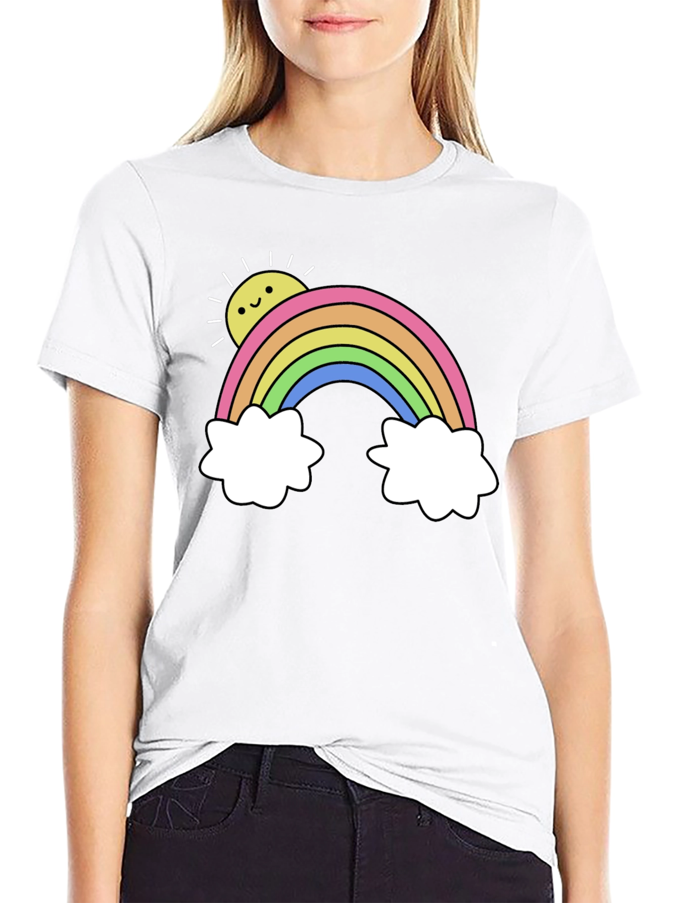 Rainbow Graphic Tee - Black Casual T-Shirt