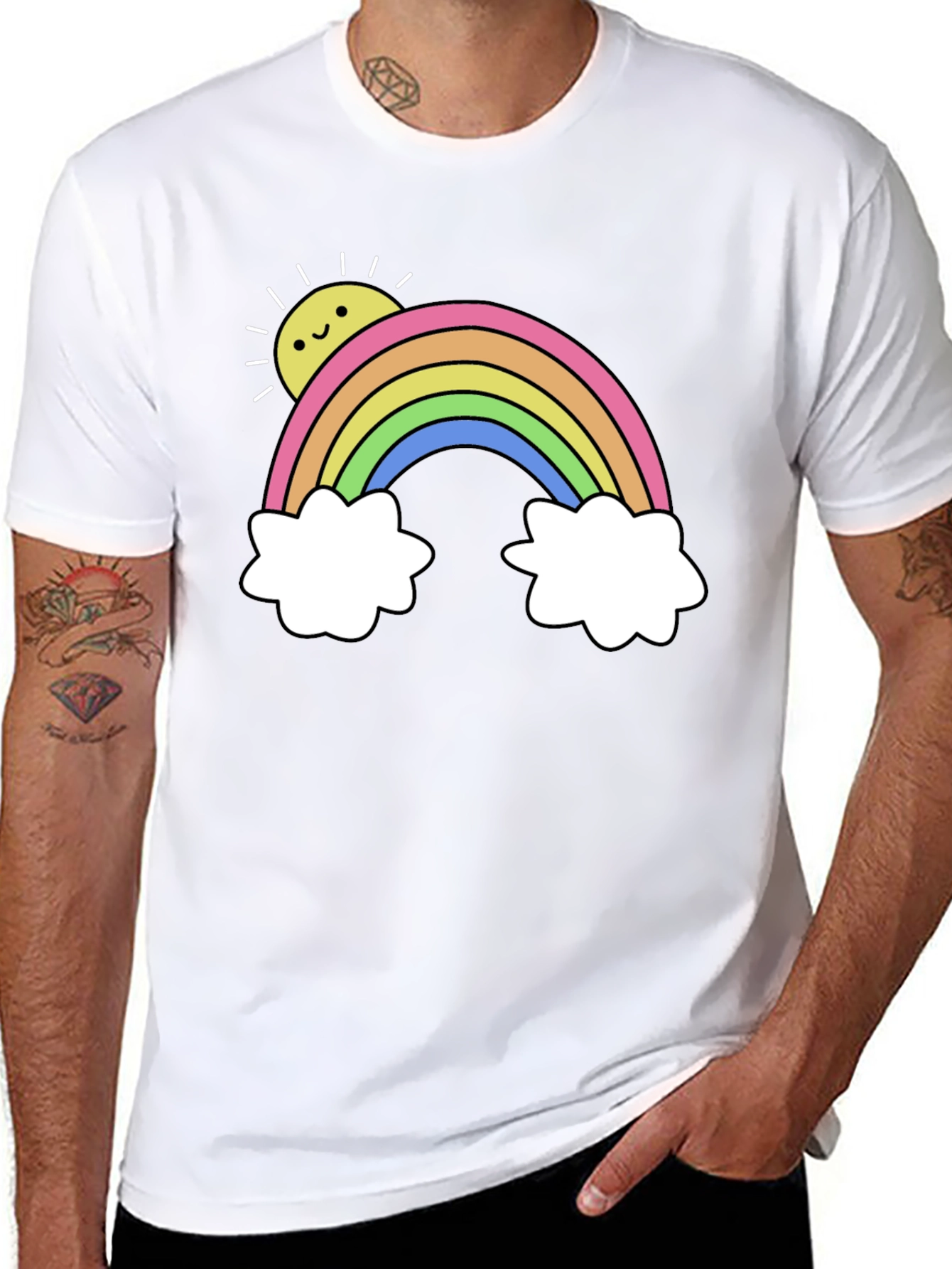 Rainbow Graphic Tee - Black Casual T-Shirt