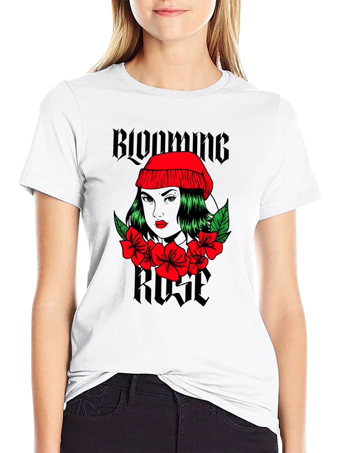 Blooming Rose Graphic Tee - Black Unisex T-Shirt