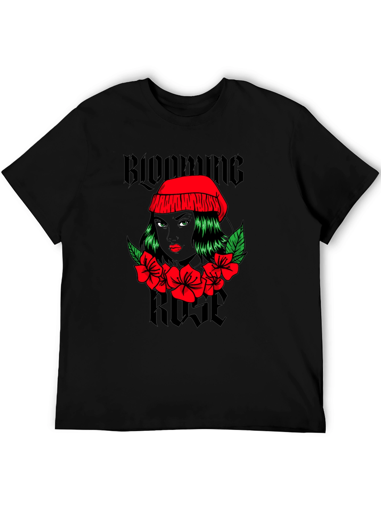 Blooming Rose Graphic Tee - Black Unisex T-Shirt
