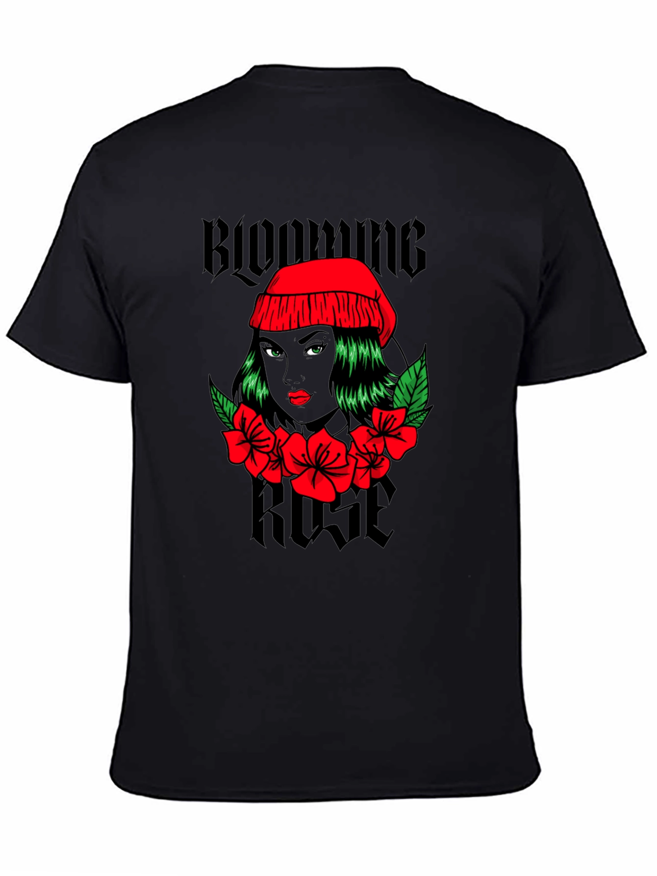 Blooming Rose Graphic Tee - Black Unisex T-Shirt