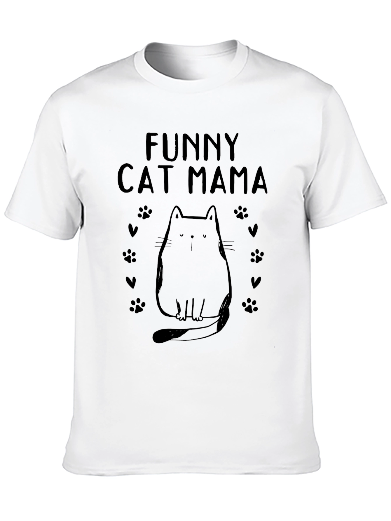 Funny Cat Mama Graphic Tee - Black Cotton Shirt