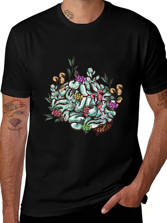Floral Brain Graphic Tee - Unique Unisex T-Shirt