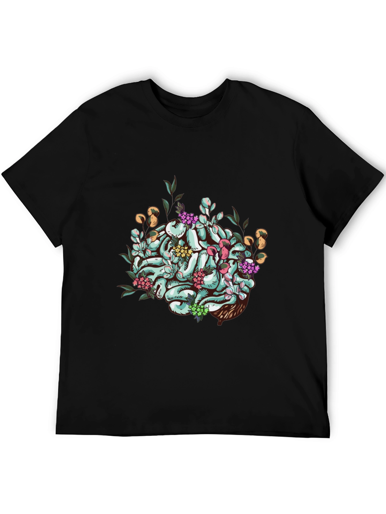 Floral Brain Graphic Tee - Unique Unisex T-Shirt
