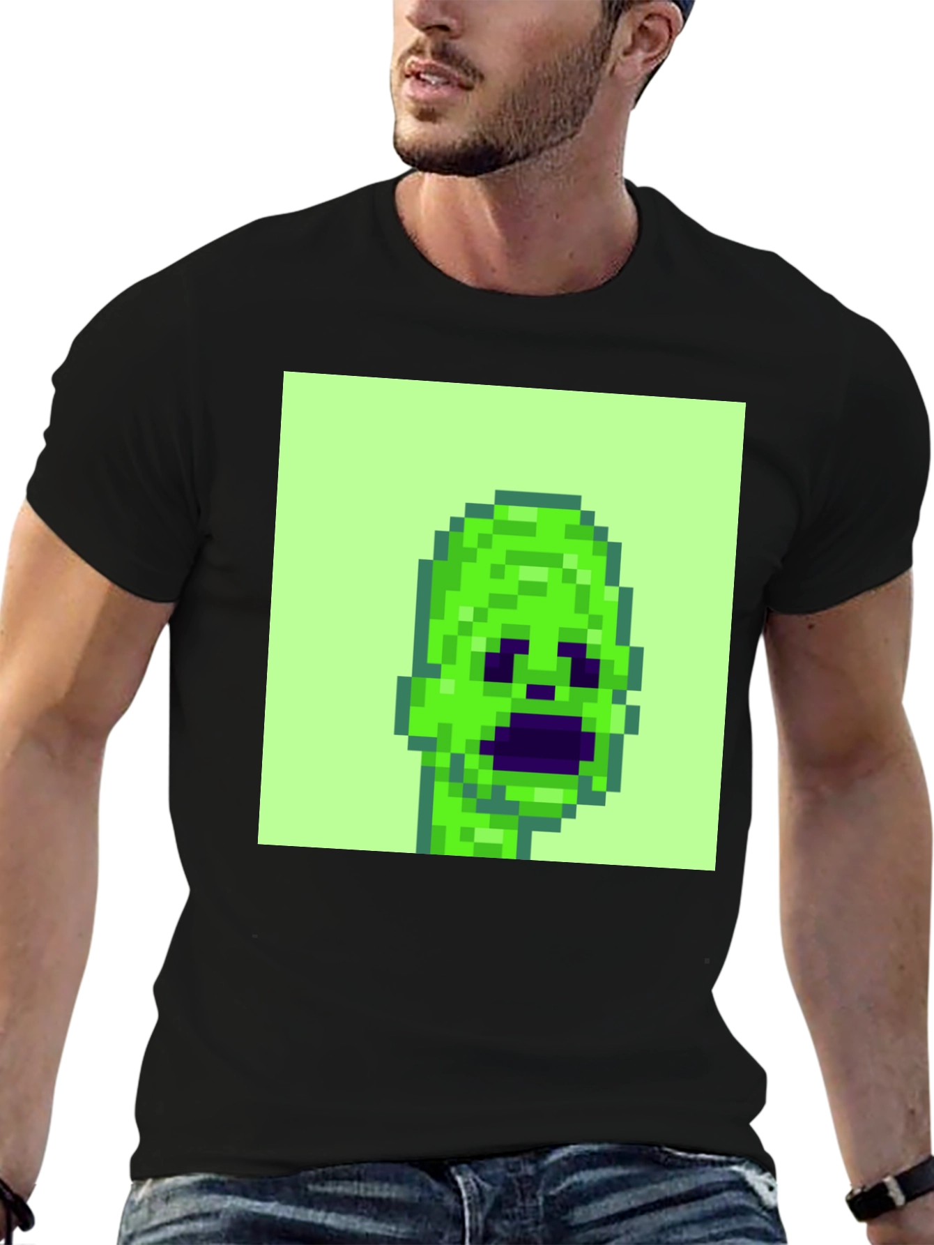 Pixelated Alien Graphic Tee - Black