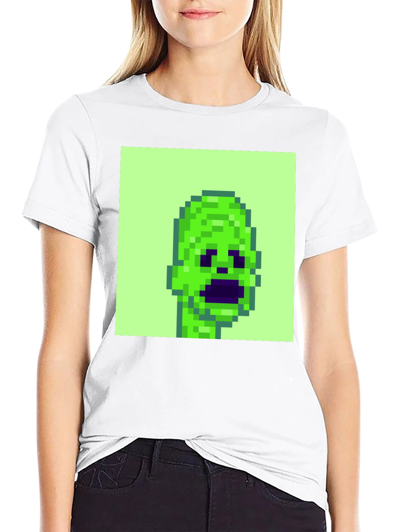Pixelated Alien Graphic Tee - Black