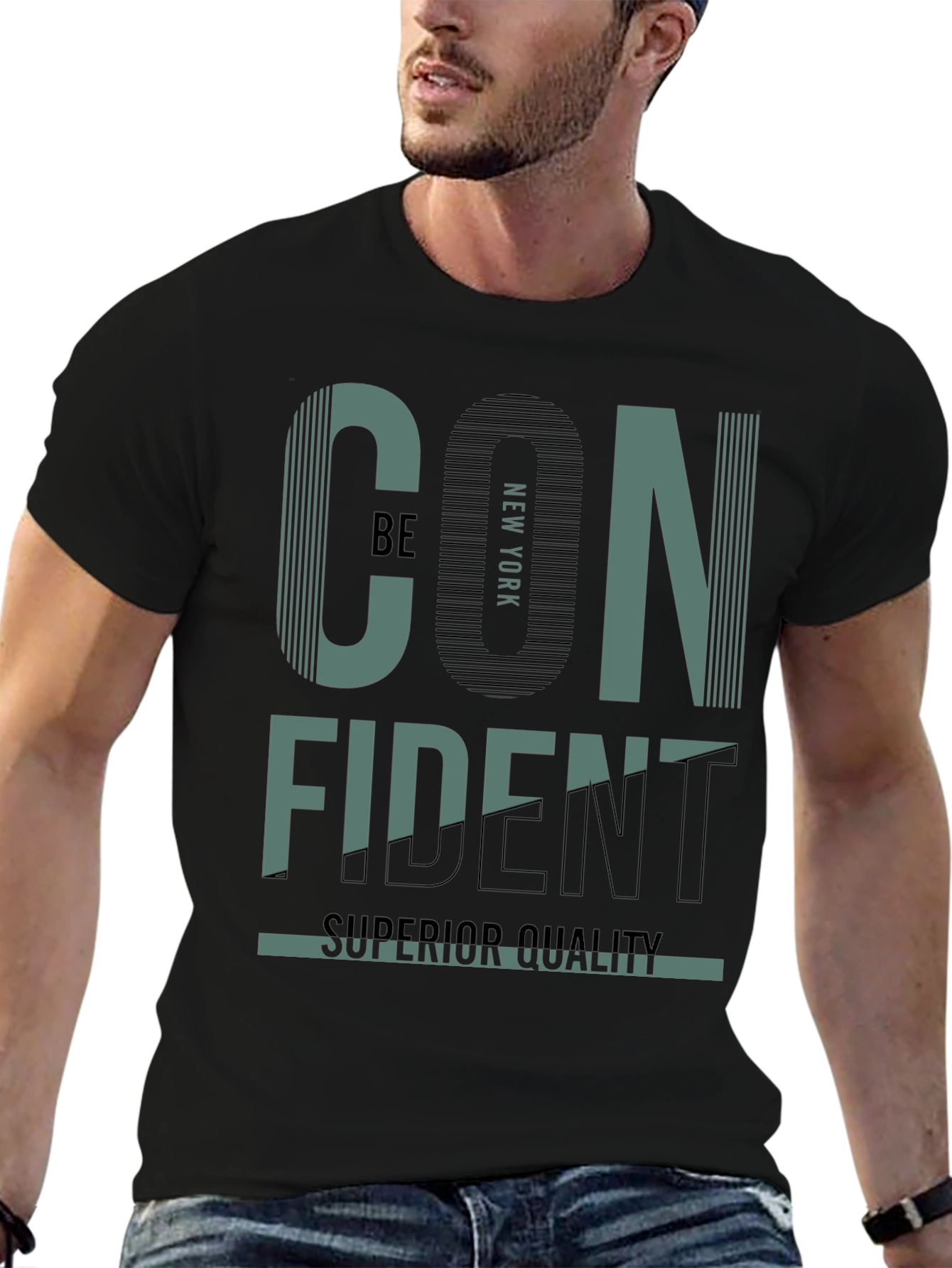 Confident New York Graphic Print Black T-Shirt