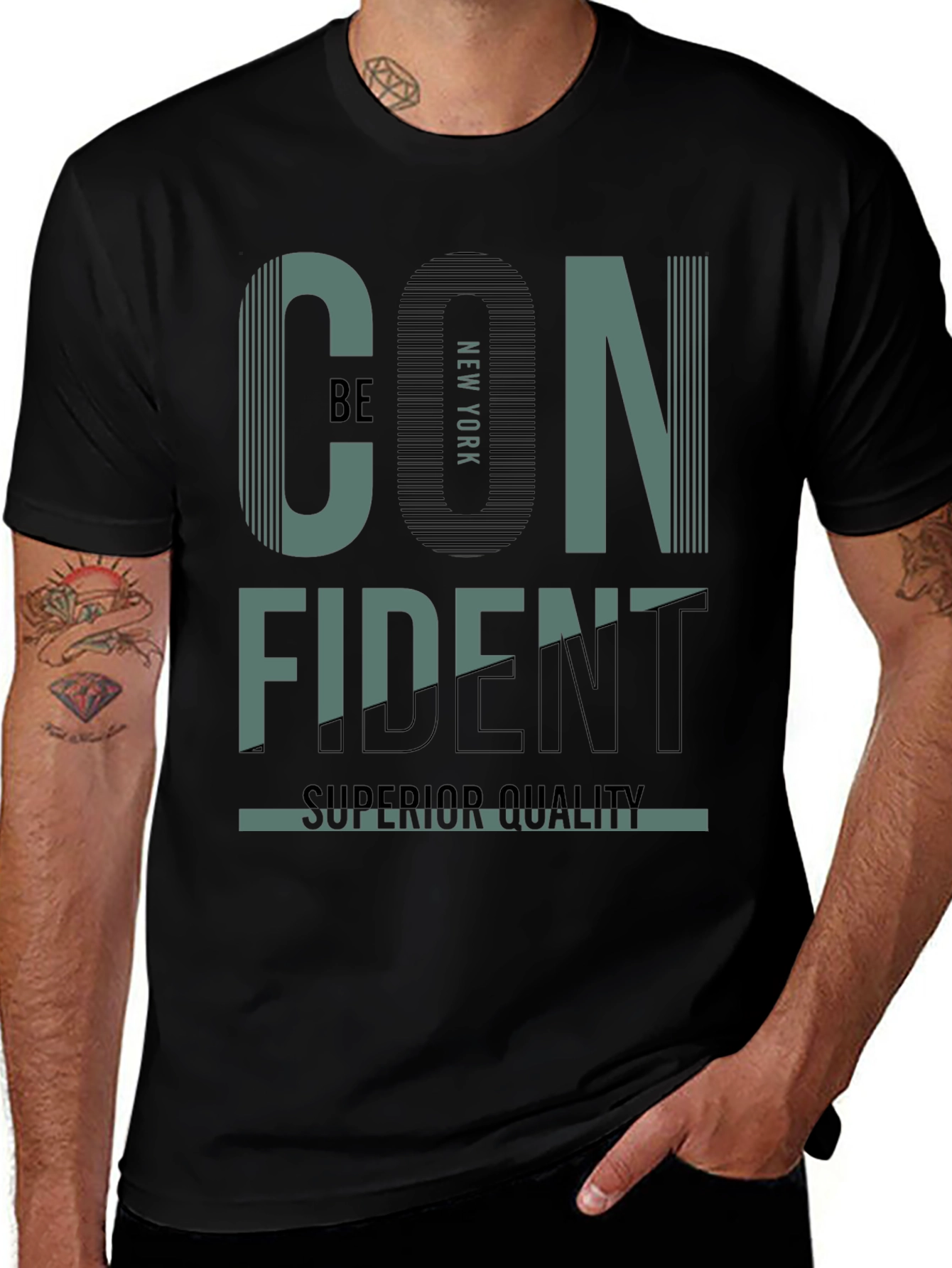 Confident New York Graphic Print Black T-Shirt