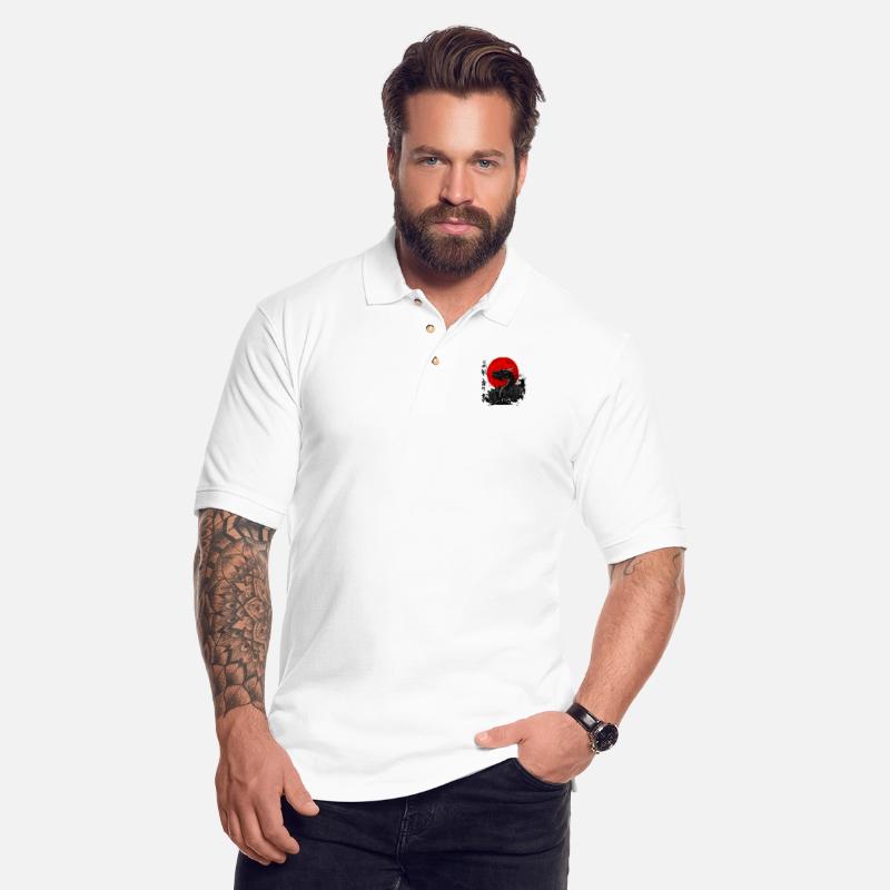 Dragon and crimson sun with ink japanese