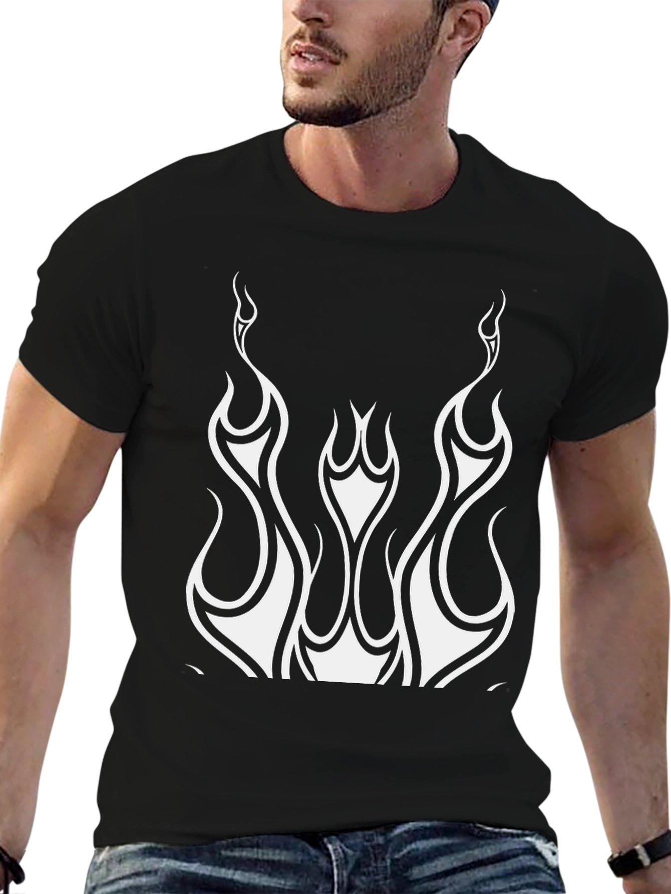 Flame Graphic Tee - Sleek Black Shirt