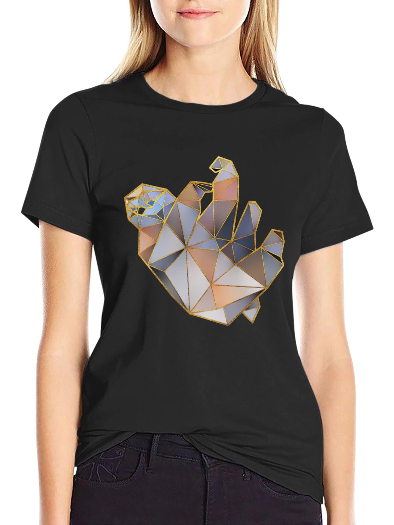 Geometric Hand Graphic Tee - Modern Art Shirt