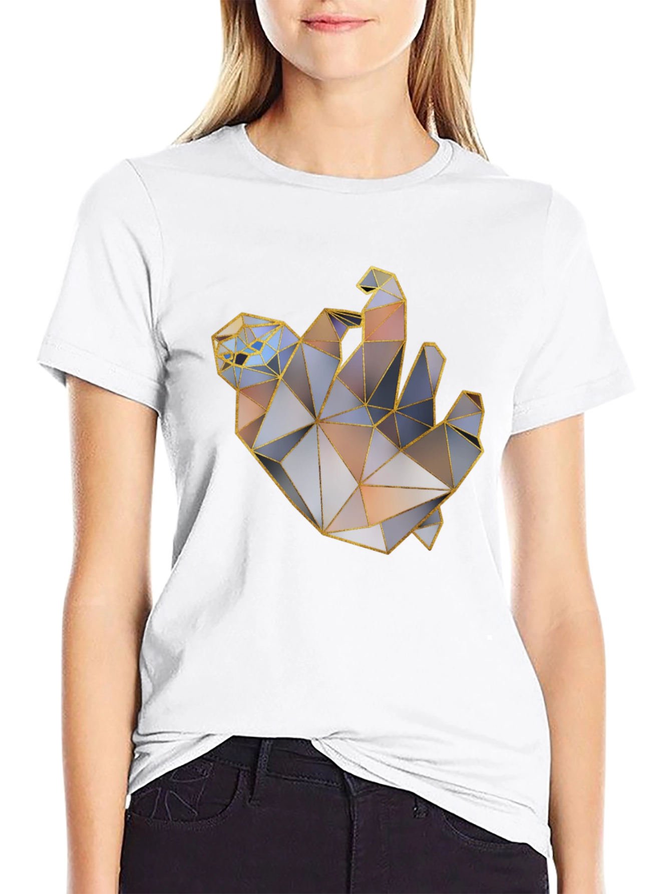 Geometric Hand Graphic Tee - Modern Art Shirt