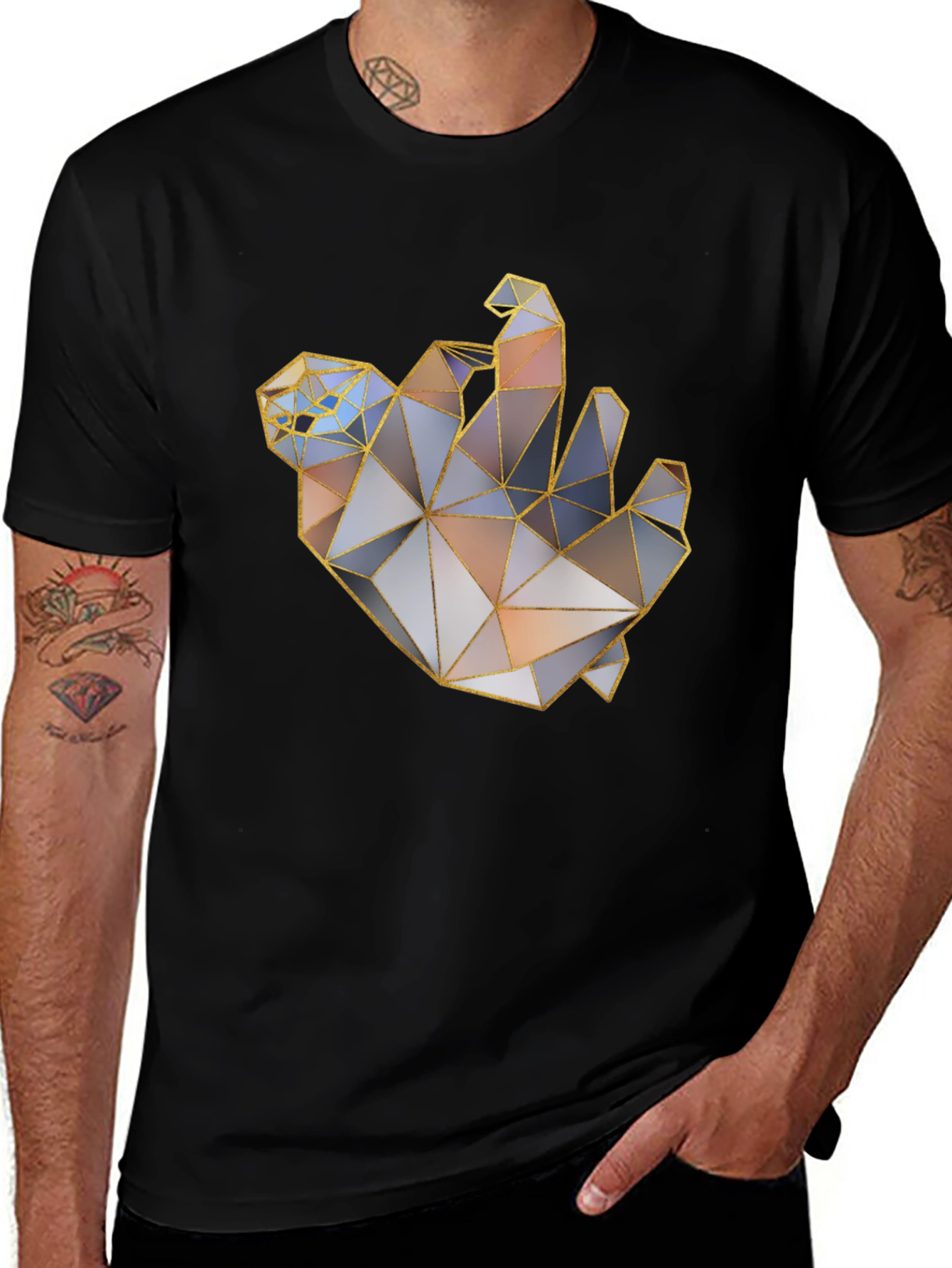 Geometric Hand Graphic Tee - Modern Art Shirt