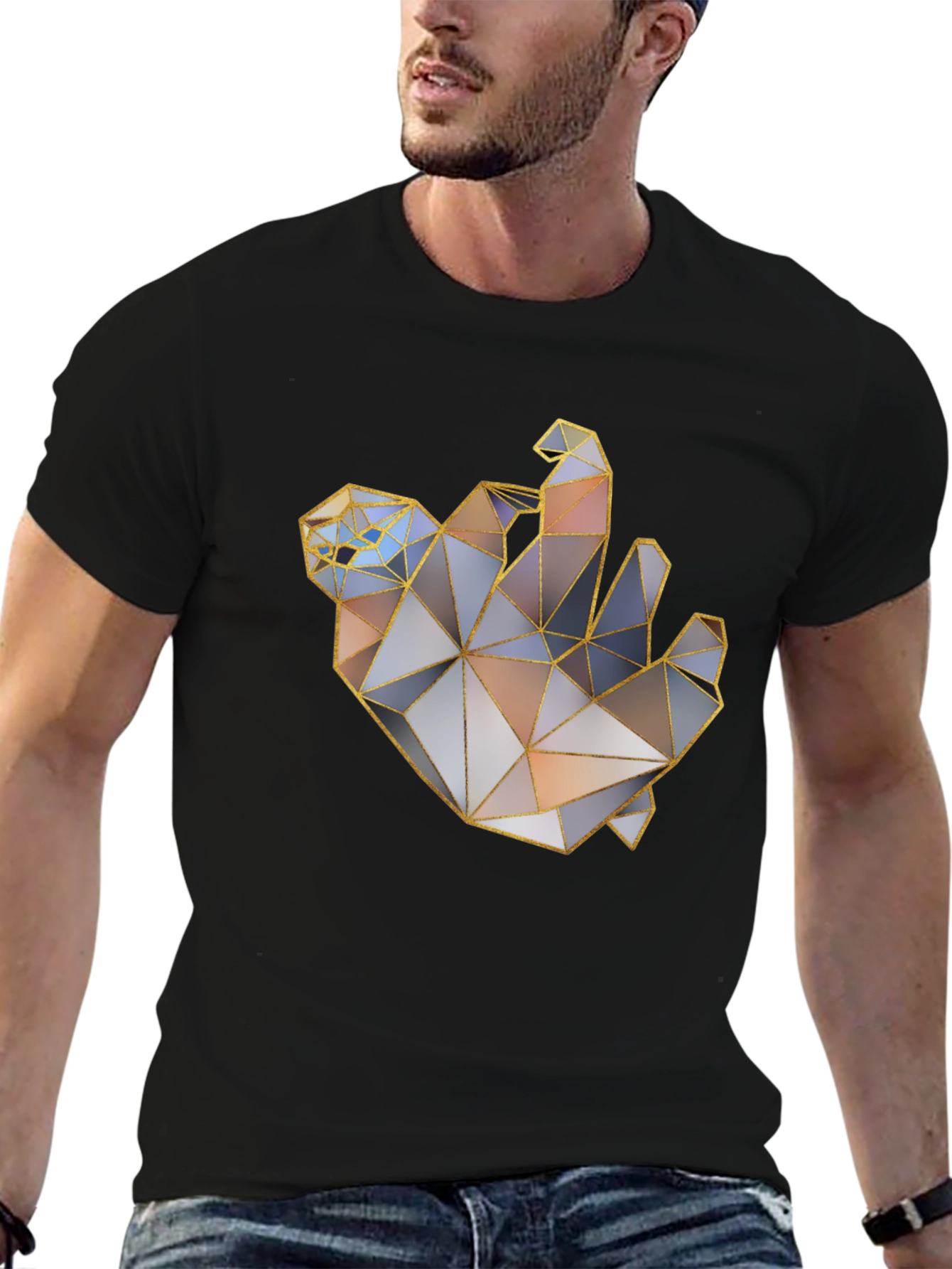 Geometric Hand Graphic Tee - Modern Art Shirt