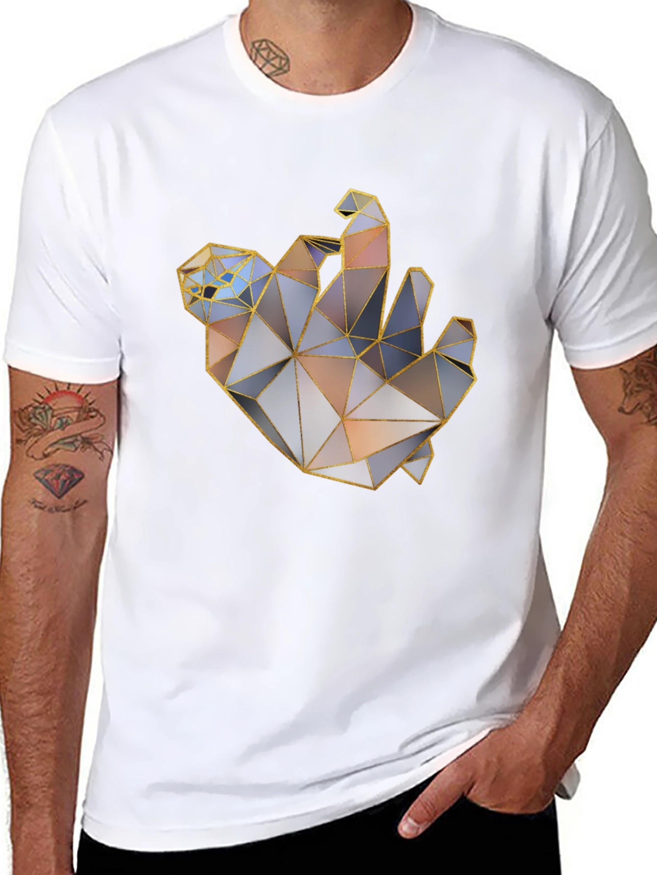 Geometric Hand Graphic Tee - Modern Art Shirt
