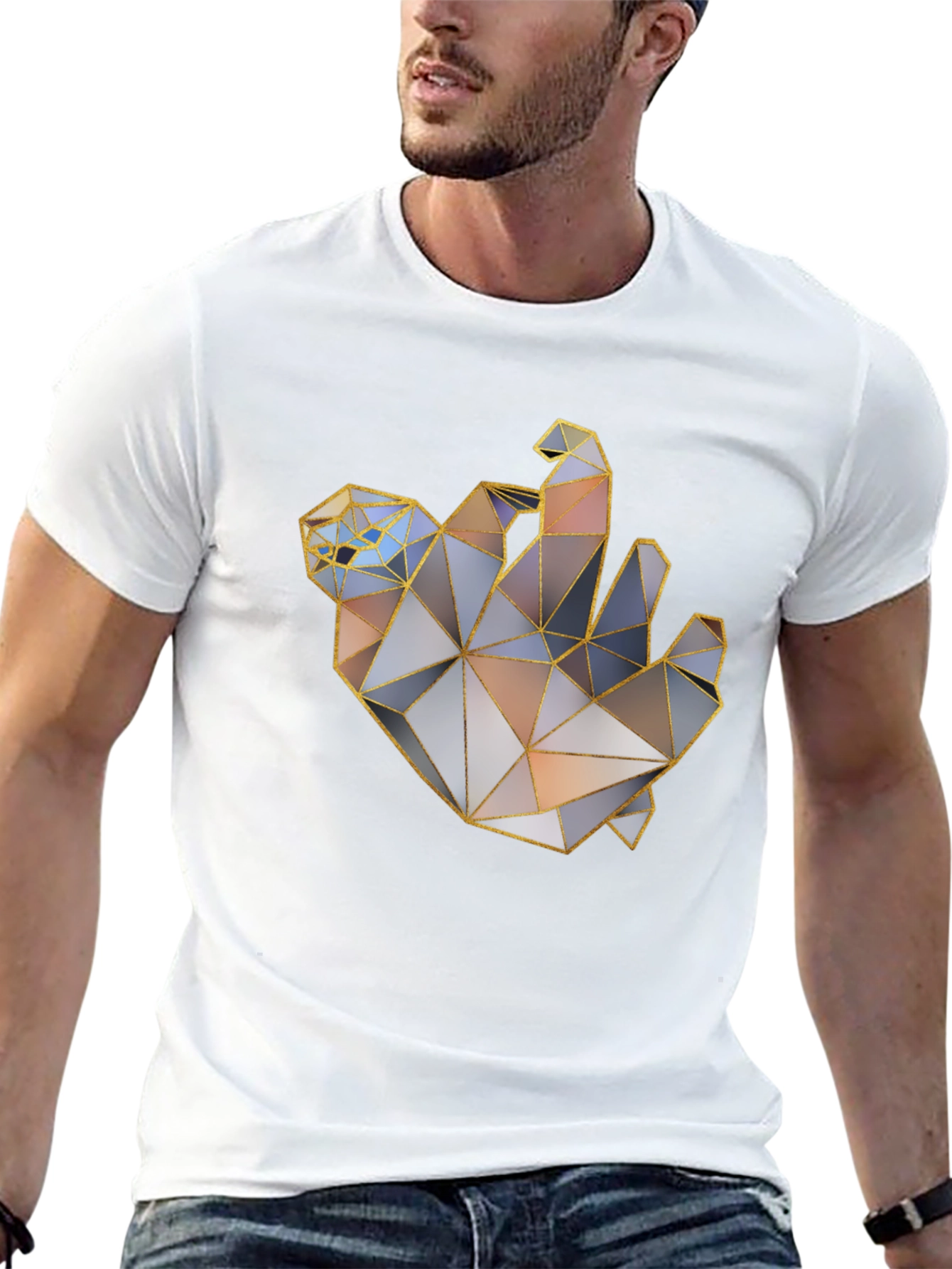 Geometric Hand Graphic Tee - Modern Art Shirt