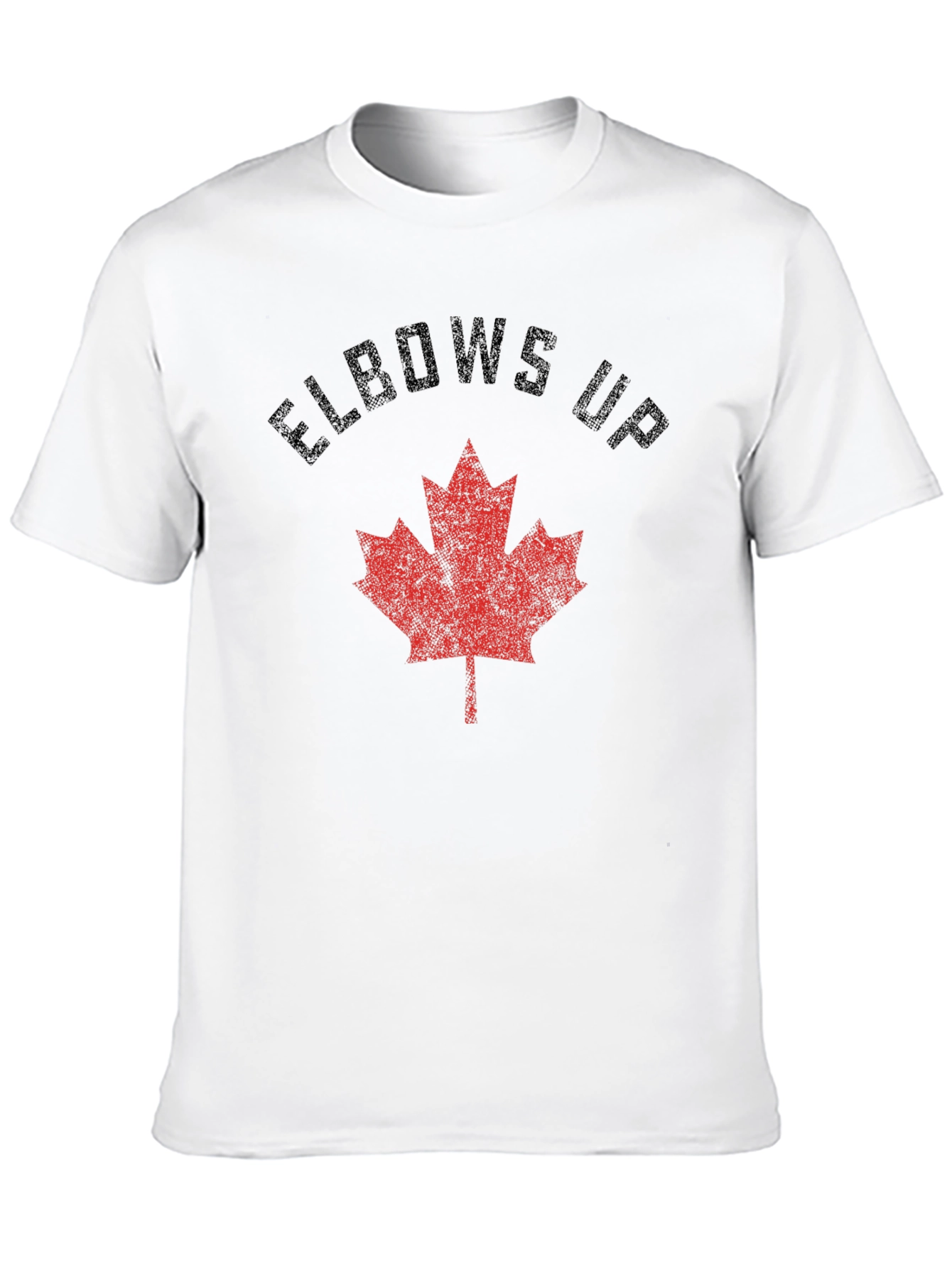 Elbows Up Maple Leaf Graphic Tee - Black