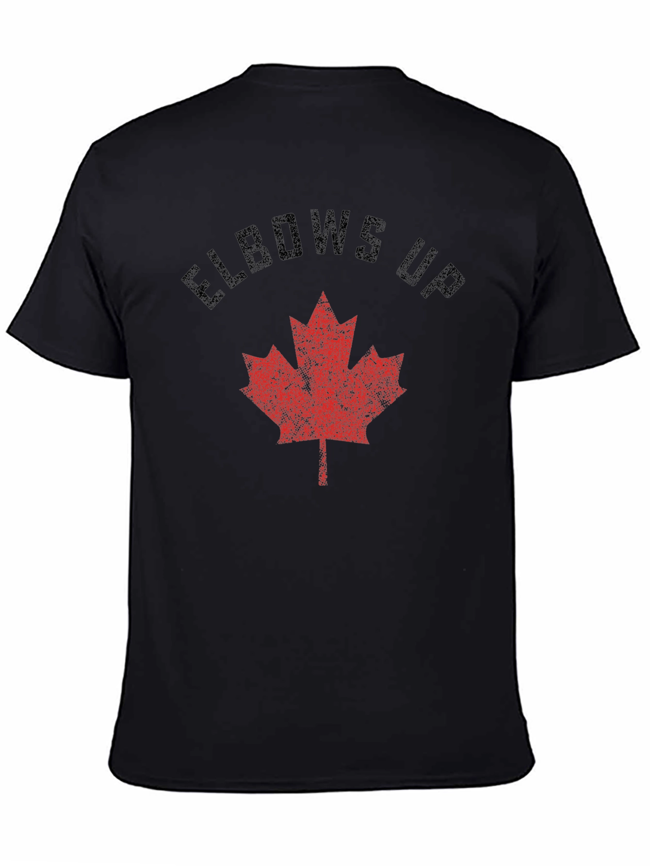 Elbows Up Maple Leaf Graphic Tee - Black